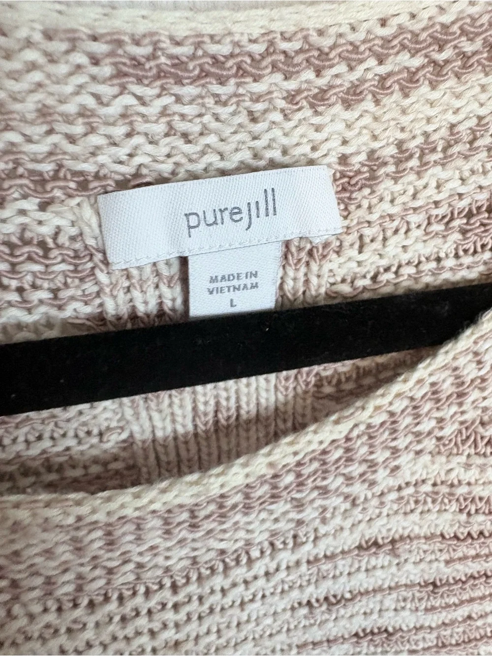 J. Jill Pure Jill Marled Knit Sweater Tunic Top Taupe Cream Size Large